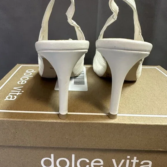 Dolce Vita ‘Yela’ White Tulle Pointed-Toe Slingback Heel Pumps - Picture 11 of 16